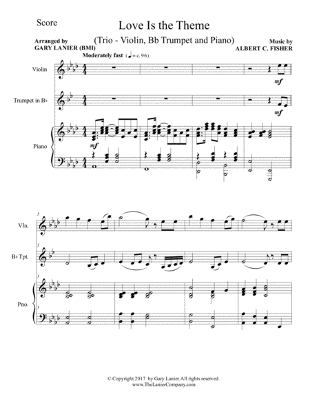 Love Is The Theme Trio Violin Bb Trumpet Piano With Score Parts Page 2