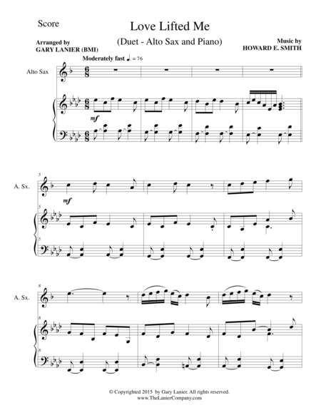 Love Lifted Me Duet Alto Sax And Piano Score And Parts Page 2