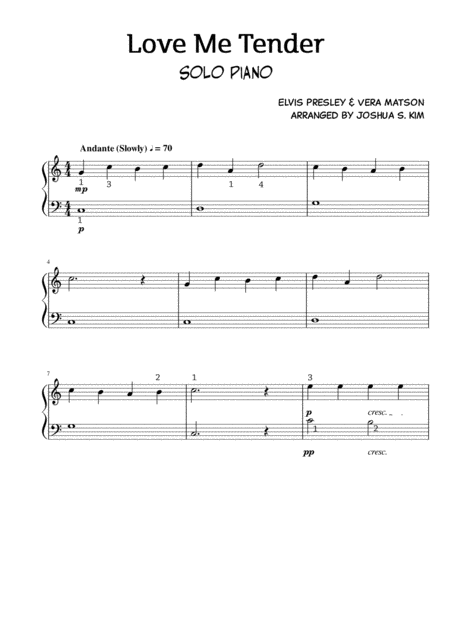 Love Me Tender For Solo Piano Easy Piano Page 2