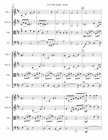 Love Me Tender For String Quartet Page 2