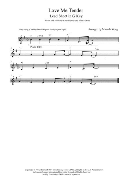 Love Me Tender Lead Sheet For Cello And Piano Accompaniment Page 2