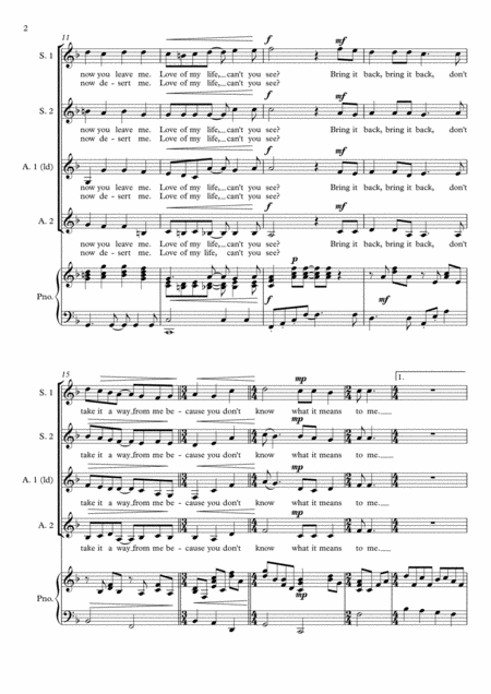 Love Of My Life Queen For Ssaa Choir Piano Page 2