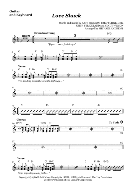 Love Shack For Function Band With Horns Page 2