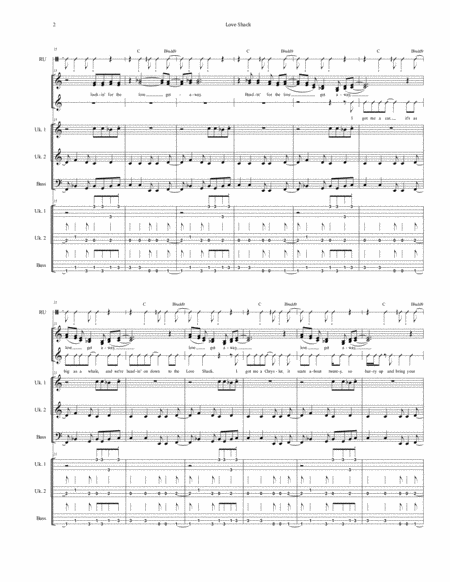 Love Shack For Ukulele Ensemble Vocals Page 2