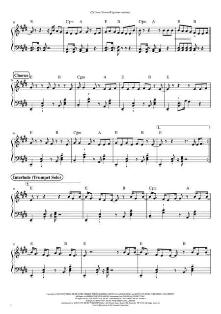 Love Yourself By Justin Bieber Piano Version Page 2