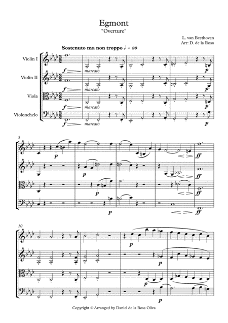 Ludwig Van Beethoven Egmont Overture For String Quartet Full Score Page 2