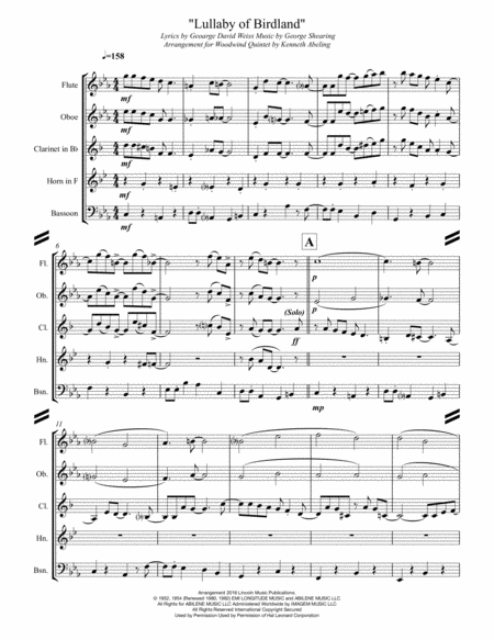Lullaby Of Birdland For Woodwind Quintet Page 2