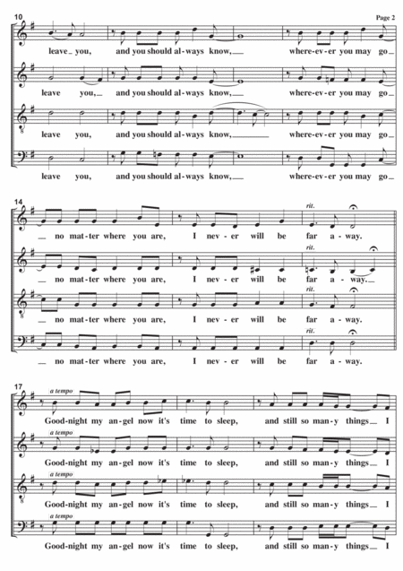 Lullabye Goodnight My Angel A Cappella Page 2