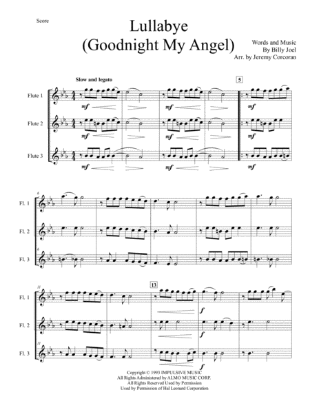 Lullabye Goodnight My Angel For Flute Trio Page 2