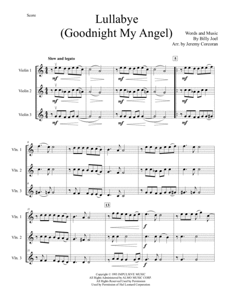 Lullabye Goodnight My Angel For String Trio Page 2