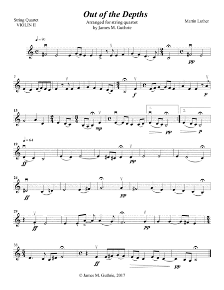 Luther Out Of The Depths For String Quartet Page 2