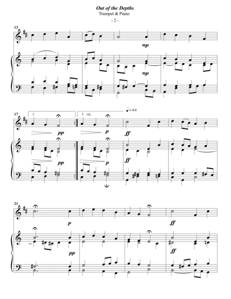 Luther Out Of The Depths For Trumpet Piano Page 2