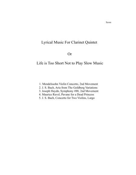 Lyrical Music For Clarinet Quintet Page 2