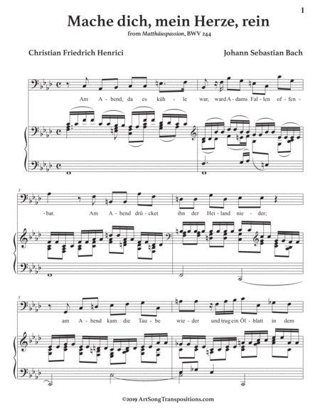 Mache Dich Mein Herze Rein Bwv 244 Transposed To A Flat Major Page 2