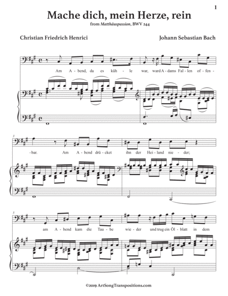 Mache Dich Mein Herze Rein Bwv 244 Transposed To A Major Page 2