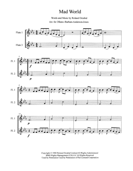 Mad World Flute Duet Page 2