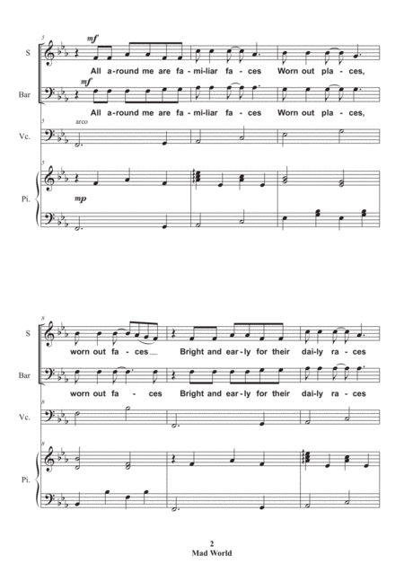 Mad World For Star Piano Guitar And Violoncello Page 2