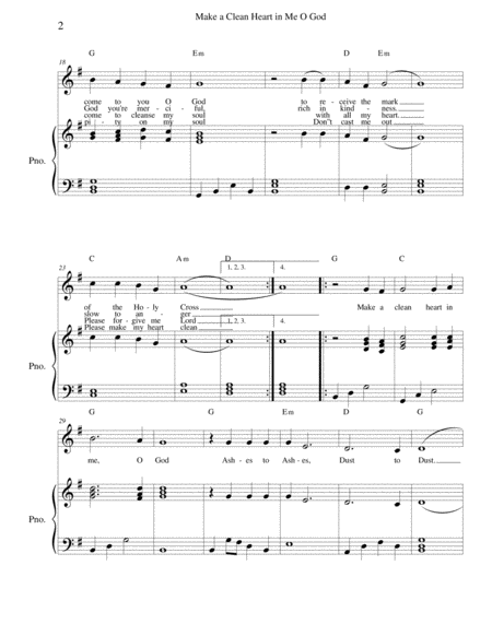 Make A Clean Heart In Me O God Vocal Solo And Piano Page 2