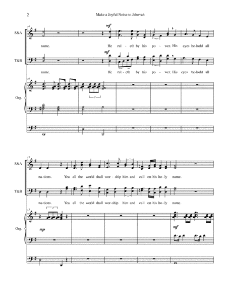 Make A Joyful Noise To Jehova For Satb Voices And Organ Page 2