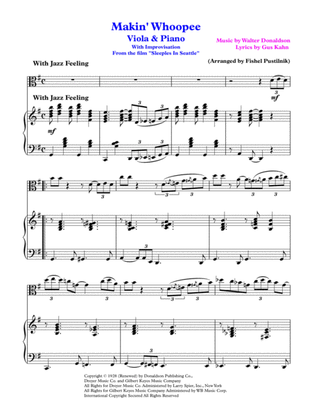 Makin Whoopee For Viola And Piano With Improvisation Video Page 2