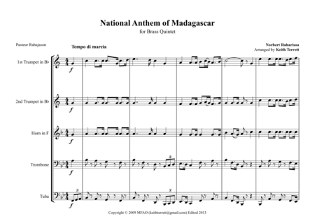 Malagasy Madagascar National Anthem For Brass Quintet Page 2