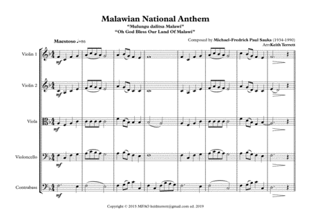 Malawian National Anthem For String Orchestra Mfao World National Anthem Series Page 2