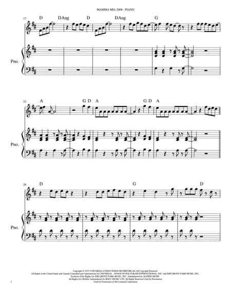 Mamma Mia 2008 Band Keys Section Page 2