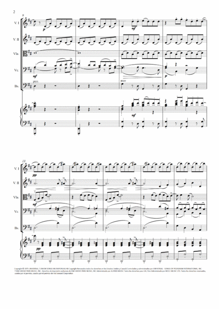 Mamma Mia Arr For Strings Piano Score Particellas Page 2