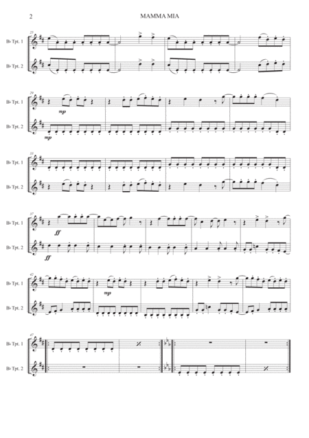 Mamma Mia Duet For 2 Trumpets Page 2