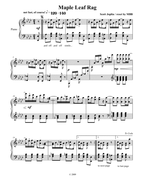 Maple Leaf Rag Of Scott Joplin For Piano Solo Page 2