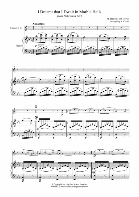 Marble Halls For Clarinet In Bb And Piano Page 2