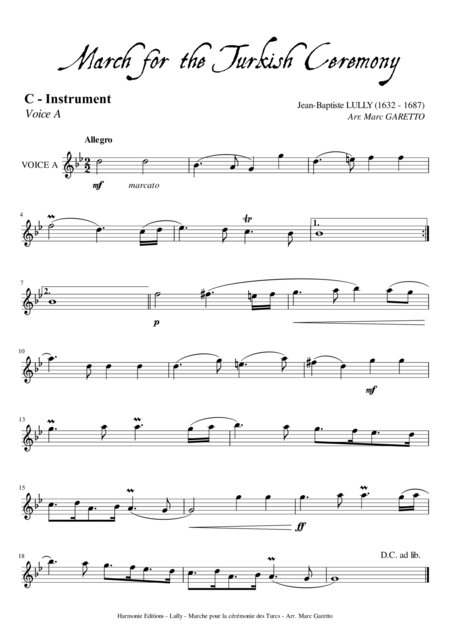 March For The Turkish Ceremony Lully For Small Orchestra 5 Voices 28 Parts For All Instruments Score Page 2