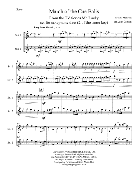 March Of The Cue Balls Saxophone Duet Page 2