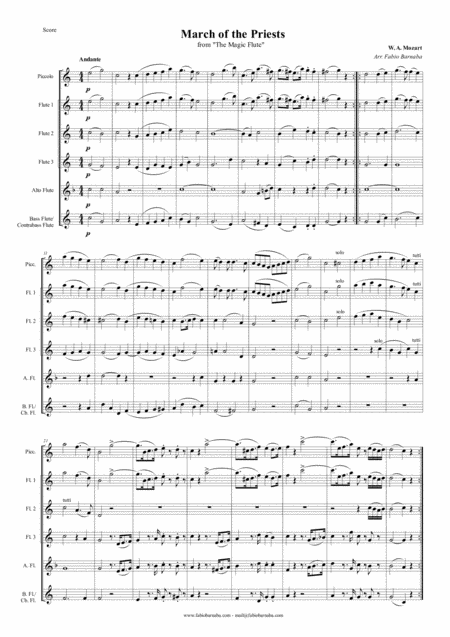 March Of The Priests From Mozarts The Magic Flute For Flute Choir Page 2