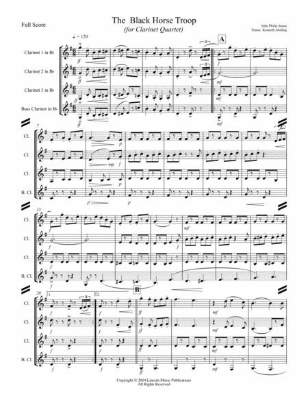 March The Black Horse Troop For Clarinet Quartet Page 2