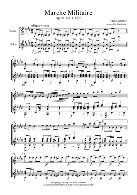 Marche Militaire Op 51 E Major For Violin And Guitar Page 2