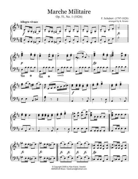 Marche Militaire Op 51 For Easy Piano Solo Page 2
