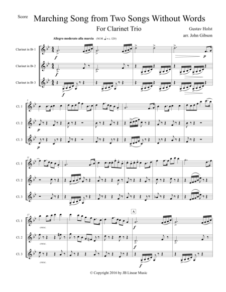 Marching Song By Gustav Holst For Clarinet Trio Page 2