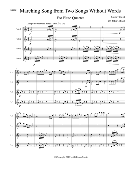 Marching Song By Gustav Holst For Flute Quartet Page 2