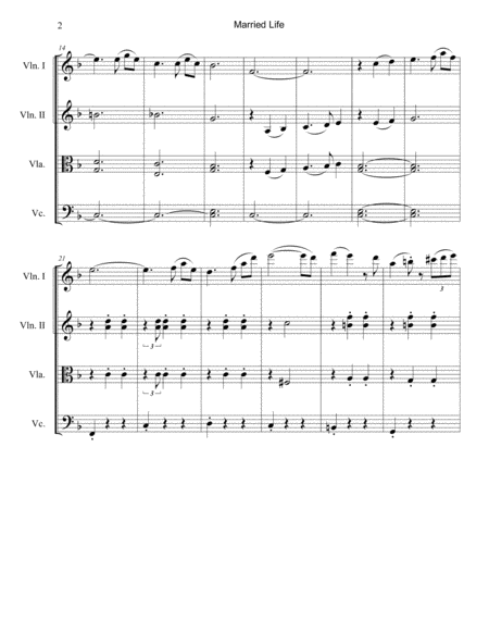 Married Life From Up For String Quartet Page 2