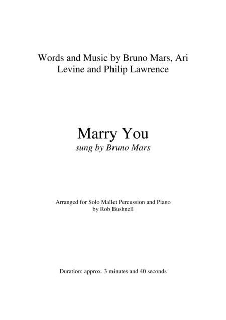 Marry You Bruno Mars Solo Mallet Percussion And Piano Page 2