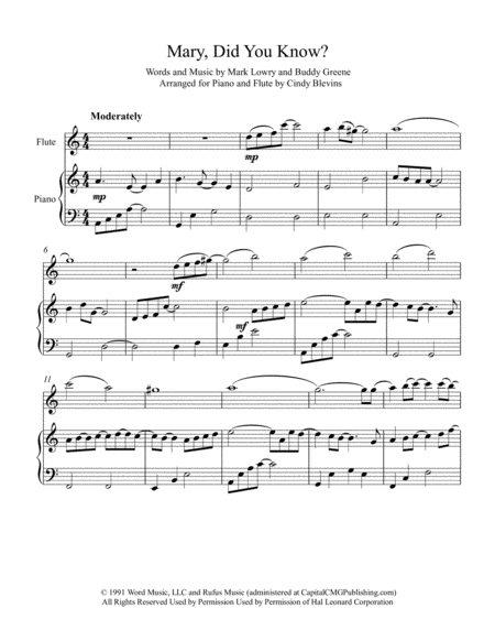 Mary Did You Know Arranged For Piano And Flute Page 2