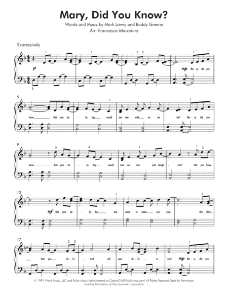 Mary Did You Know Easy Piano Late Beginners Page 2