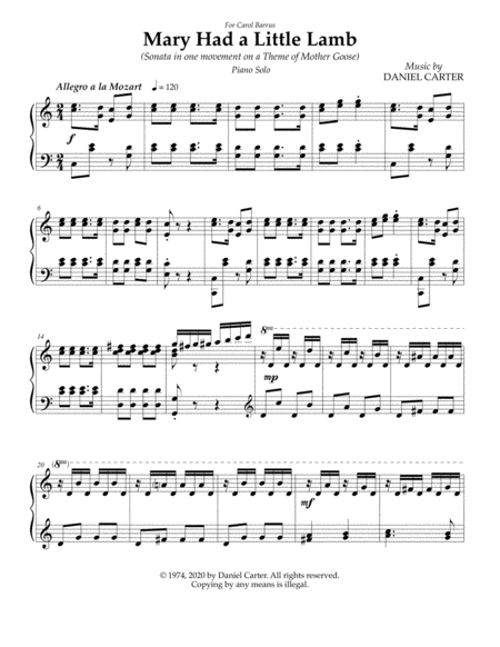 Mary Had A Little Lamb Piano Sonata In One Movement Page 2