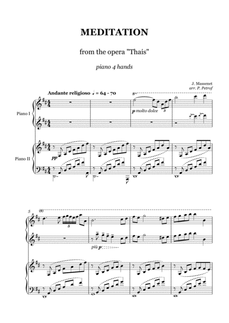 Massenet Meditation From The Opera Thais 1 Piano 4 Hands Page 2