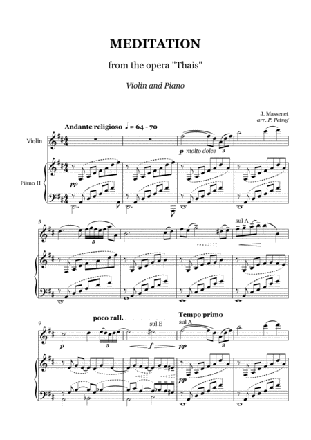 Massenet Meditation From The Opera Thais Violin And Piano Page 2