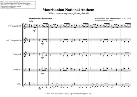 Mauritanian National Anthem Nshyd Wtny Mwrytany For Brass Quintet Page 2