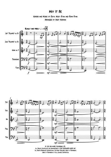 May It Be Brass Quintet Page 2