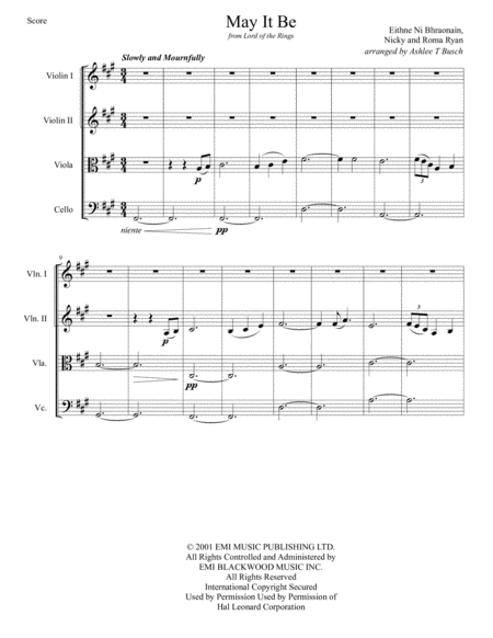 May It Be For String Quartet Page 2