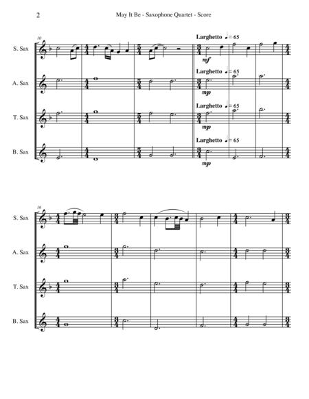 May It Be From The Lord Of The Rings The Fellowship Of The Ring For Saxophone Quartet Page 2